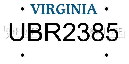UBR2385 Virginia License Plate
