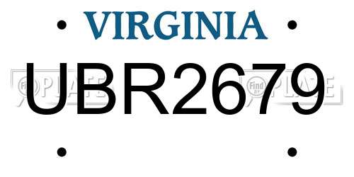 UBR2679 Virginia License Plate