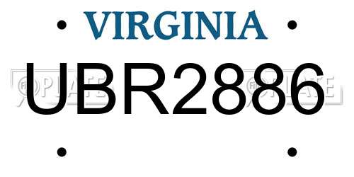 UBR2886 Virginia License Plate