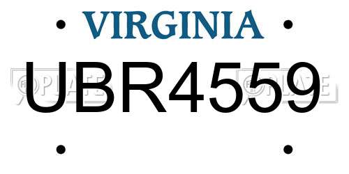 UBR4559 Virginia License Plate