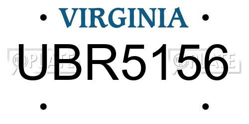 UBR5156 Virginia License Plate
