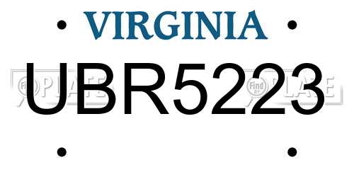 UBR5223 Virginia License Plate