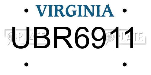 UBR6911 Virginia License Plate