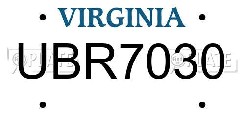 UBR7030 Virginia License Plate