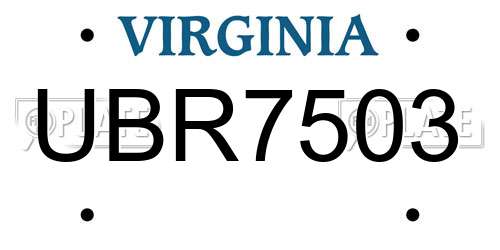 UBR7503 Virginia License Plate