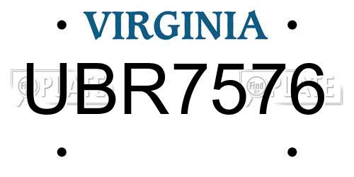 UBR7576 Virginia License Plate