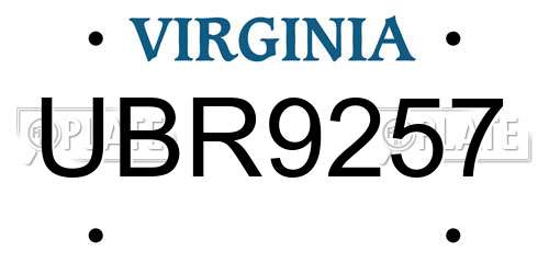 UBR9257 Virginia License Plate