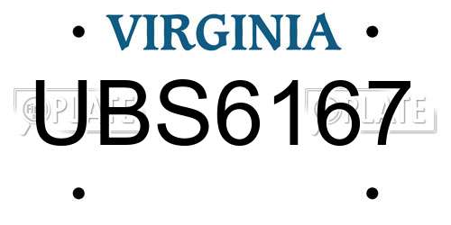 UBS6167 Virginia License Plate