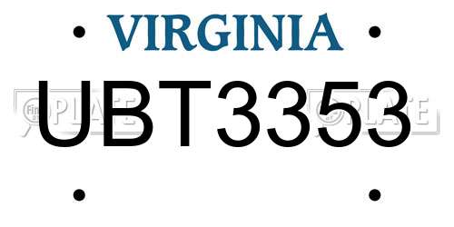UBT3353 Virginia License Plate