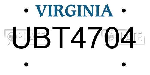 UBT4704 Virginia License Plate