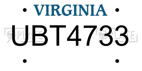UBT4733 Virginia License Plate