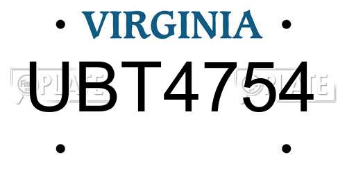 UBT4754 Virginia License Plate