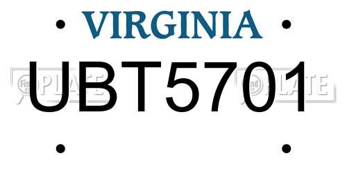 UBT5701 Virginia License Plate