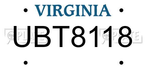 UBT8118 Virginia License Plate