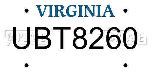 UBT8260 Virginia License Plate