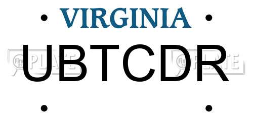 UBTCDR Virginia License Plate