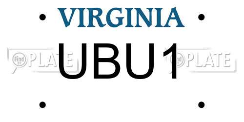 UBU1 Virginia License Plate