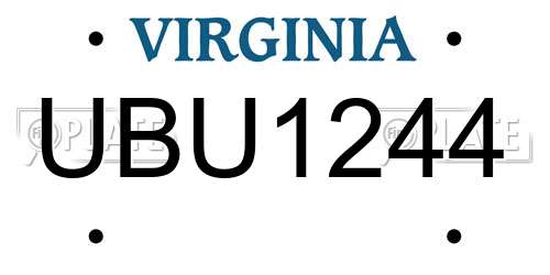 UBU1244 Virginia License Plate