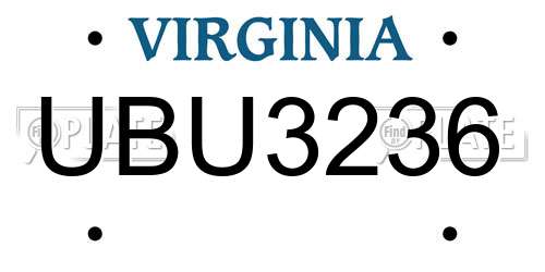 UBU3236 Virginia License Plate