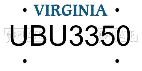 UBU3350 Virginia License Plate