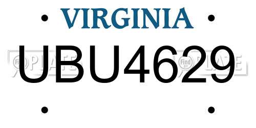 UBU4629 Virginia License Plate