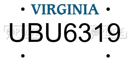 UBU6319 Virginia License Plate
