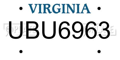 UBU6963 Virginia License Plate