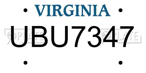 UBU7347 Virginia License Plate