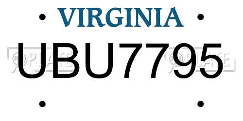 UBU7795 Virginia License Plate