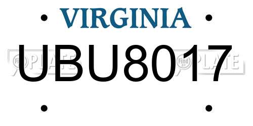 UBU8017 Virginia License Plate