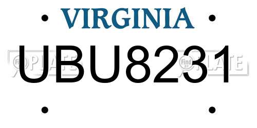 UBU8231 Virginia License Plate