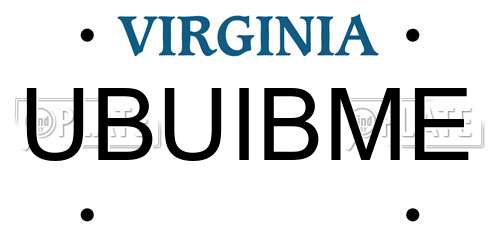UBUIBME Virginia License Plate