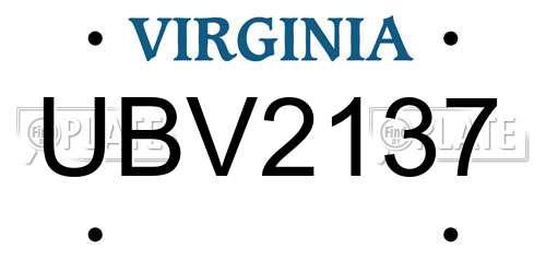 UBV2137 Virginia License Plate