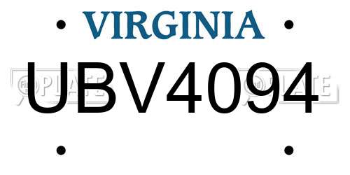 UBV4094 Virginia License Plate