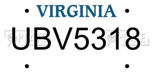 UBV5318 Virginia License Plate
