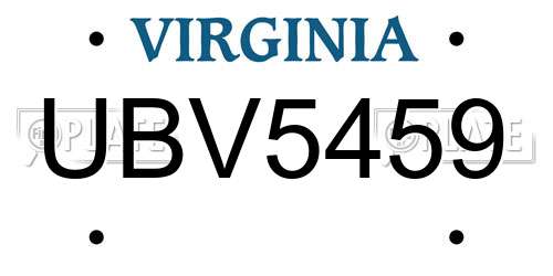 UBV5459 Virginia License Plate