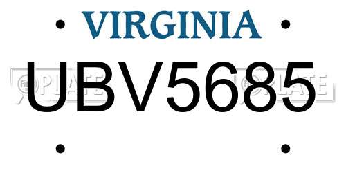 UBV5685 Virginia License Plate