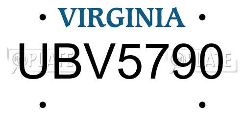 UBV5790 Virginia License Plate