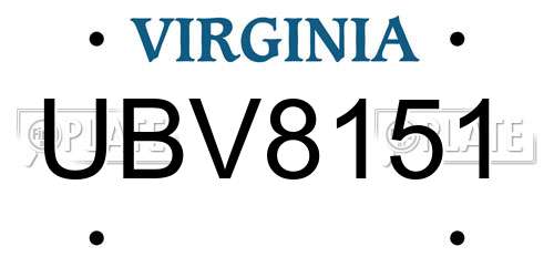 UBV8151 Virginia License Plate