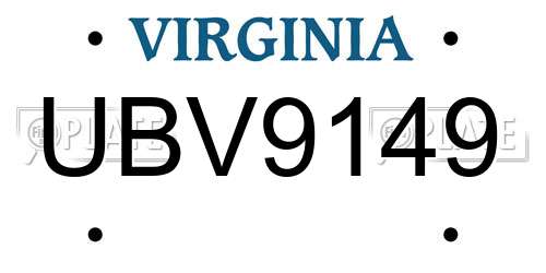 UBV9149 Virginia License Plate