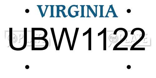 UBW1122 Virginia License Plate