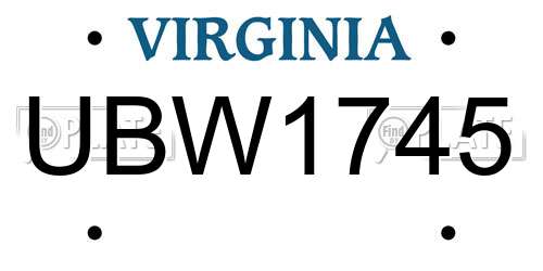 UBW1745 Virginia License Plate