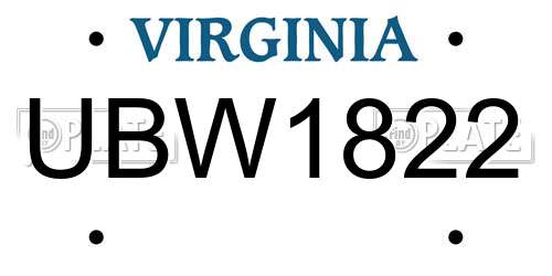 UBW1822 Virginia License Plate