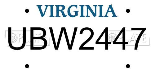 UBW2447 Virginia License Plate
