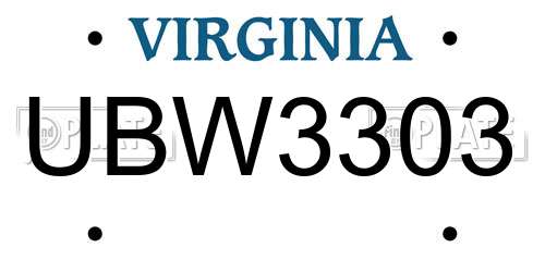 UBW3303 Virginia License Plate