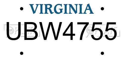 UBW4755 Virginia License Plate
