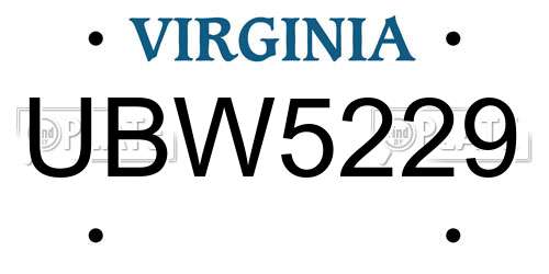 UBW5229 Virginia License Plate