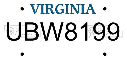 UBW8199 Virginia License Plate
