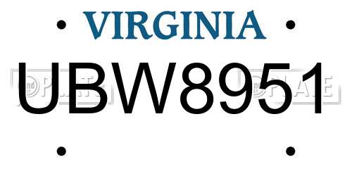 UBW8951 Virginia License Plate