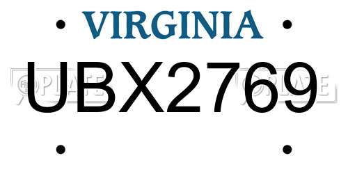 UBX2769 Virginia License Plate